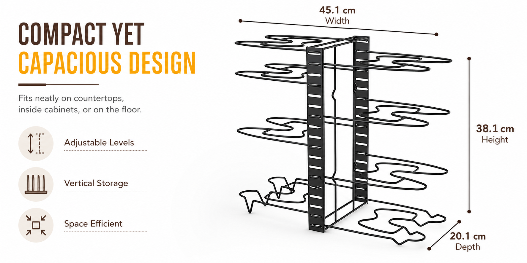 pot and pan organizer rack for kitchen
