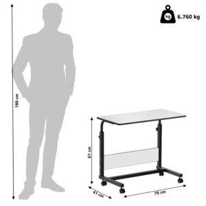 ELV DIRECT Big Trolly Table White dimensions 79 cm length 41 cm width adjustable height 67 to 86 cm weight 6.760 kg