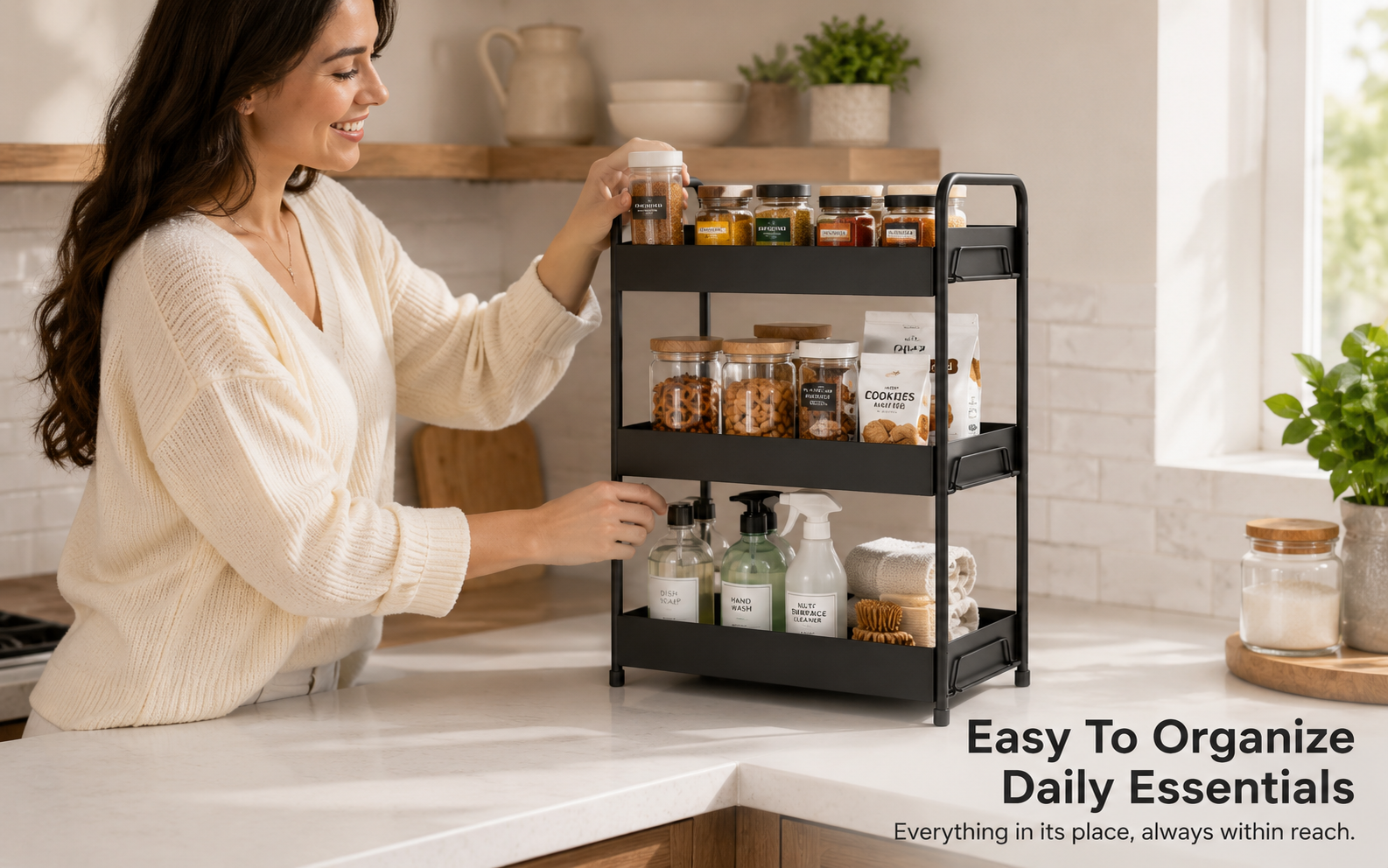 ELV DIRECT black home and kitchen organizer rack