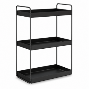 ELV DIRECT 3 Tier Kitchen Organizer Rack – Black Metal Spice Rack & Multipurpose Storage Shelf for Kitchen, Pantry, Jars, Bottles & Snacks