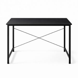 ELV DIRECT Desk Table Black with strong metal frame for study laptop and computer work