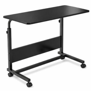 ELV DIRECT Big Trolly Table Black adjustable rolling laptop table with wheels