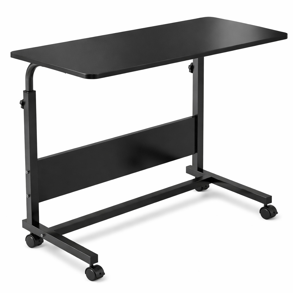 ELV DIRECT Big Trolly Table Black adjustable rolling laptop table with wheels