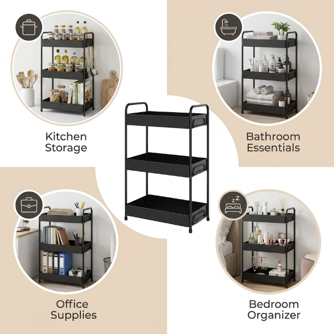 Kitchen countertop rack for daily essentials and pantry items