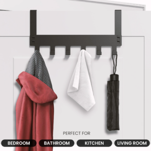 ELV DIRECT Over Door Hanger Hook Rack Black 6 Hook and 7 Hook
