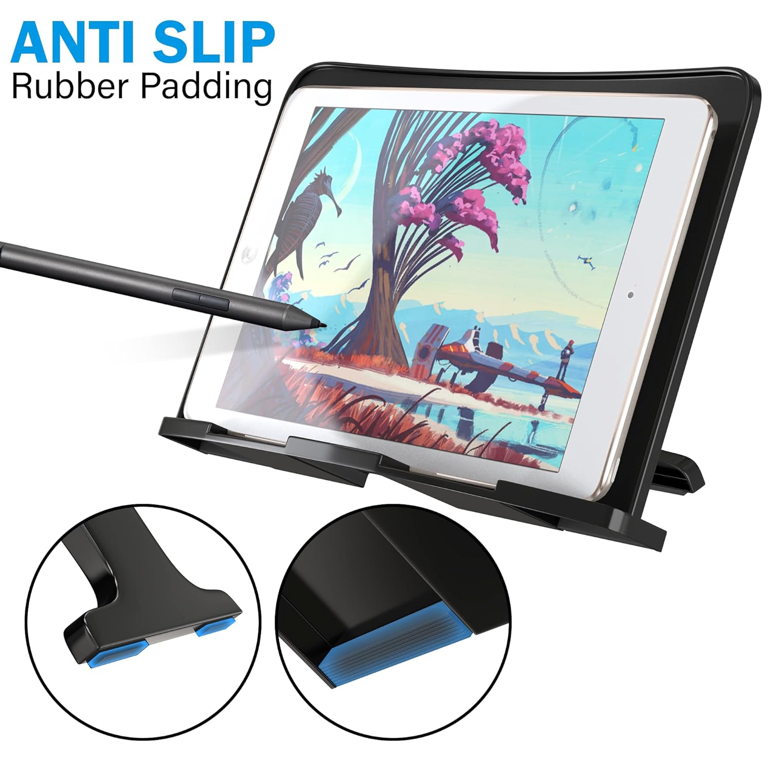ELV Direct black plastic adjustable foldable book stand holder for reading