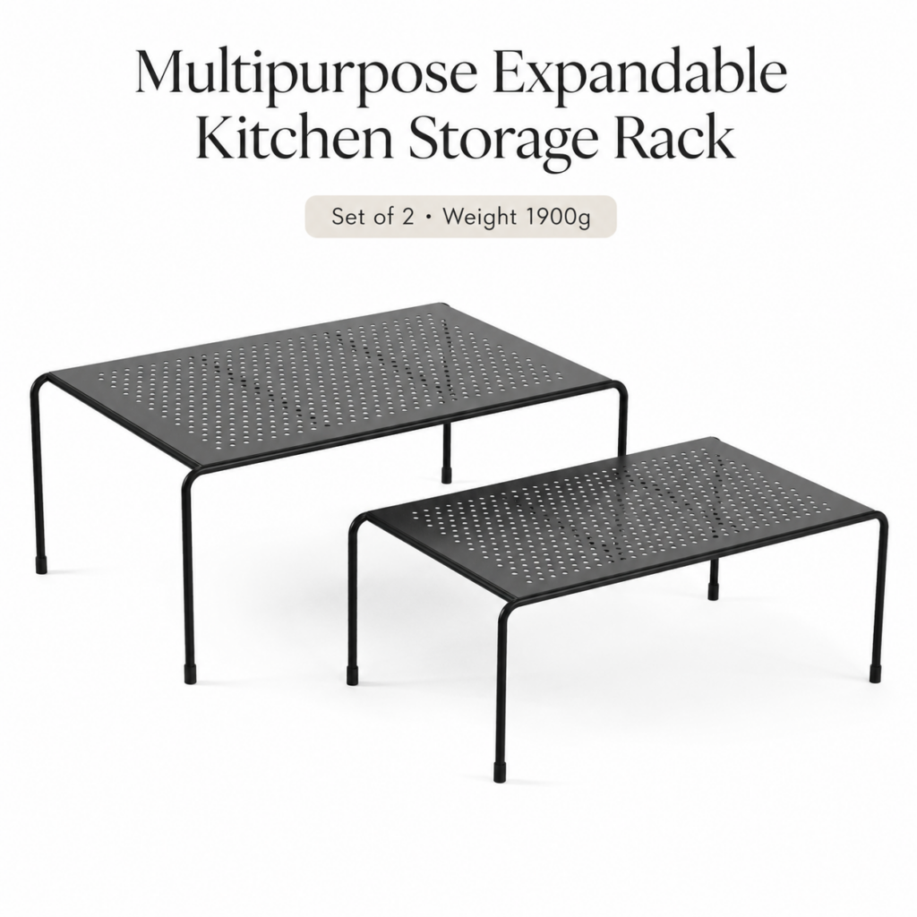 Expandable Kitchen Storage Rack Black | ELV DIRECT Iron Organizer