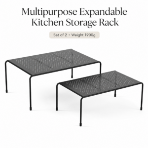 Expandable Kitchen Storage Rack Black | ELV DIRECT Iron Organizer