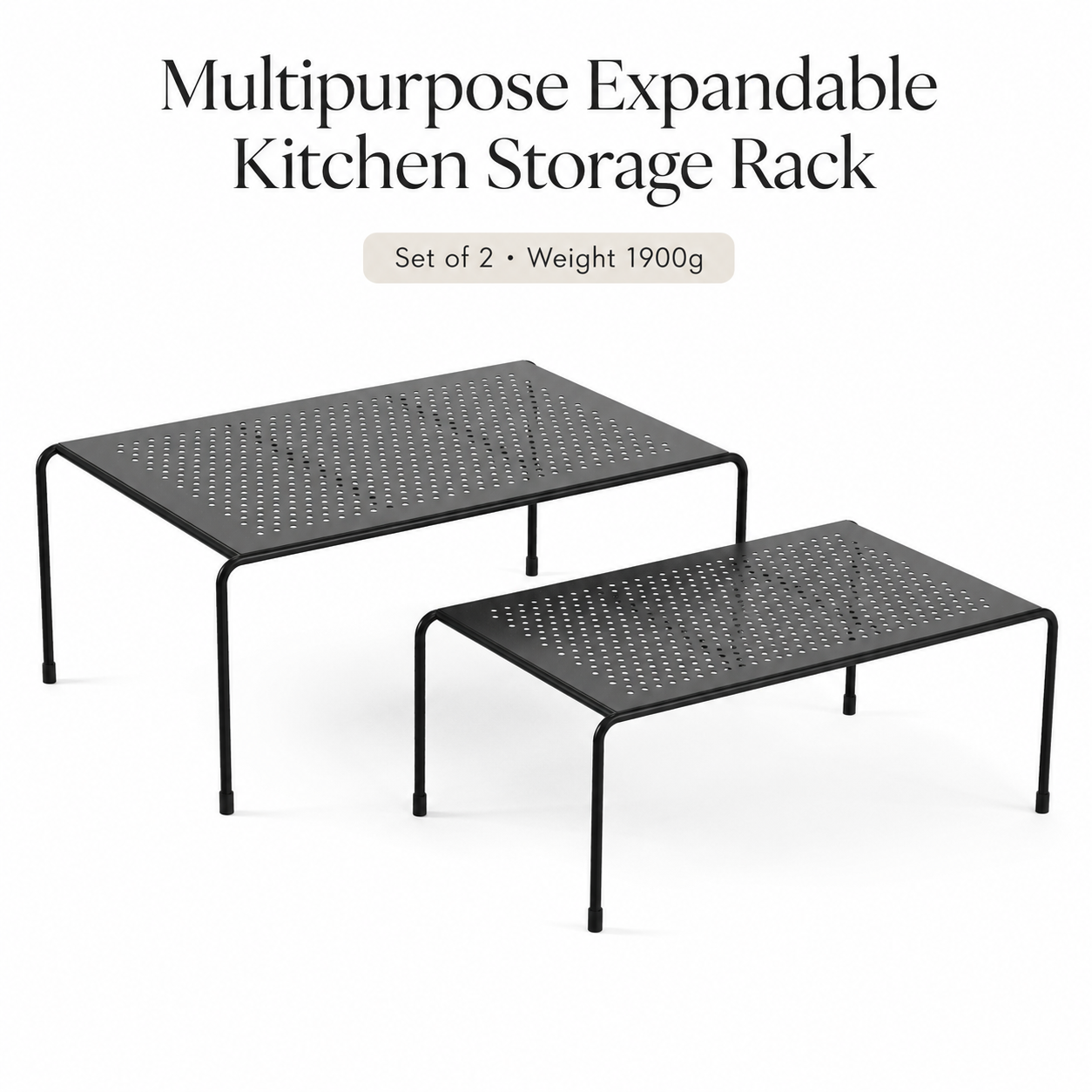 Expandable Kitchen Storage Rack Black | ELV DIRECT Iron Organizer