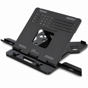ELV DIRECT Adjustable Foldable Laptop Stand with Dual Phone Holders for Desk, Portable ABS Laptop Riser & Ergonomic Notebook Stand, Black