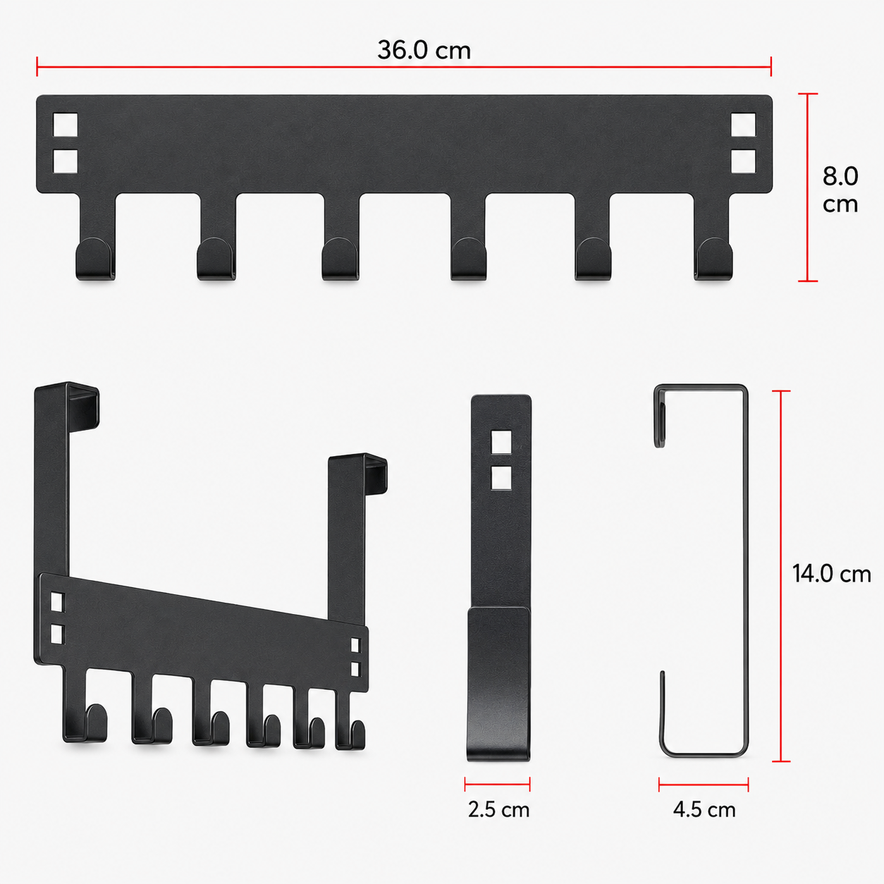 No Drilling Over Door Hooks for Bedroom Bathroom Kitchen